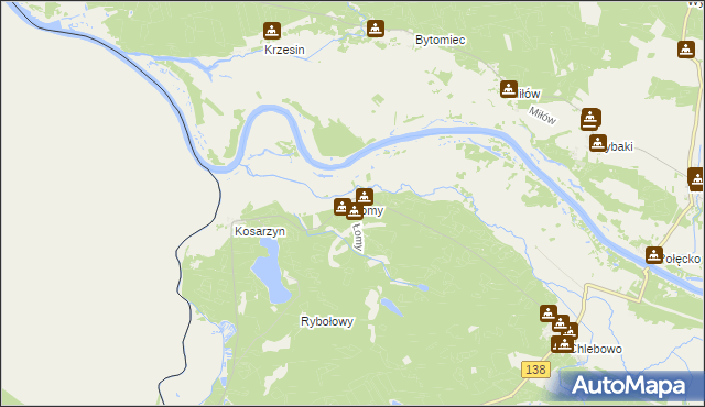 mapa Łomy gmina Gubin, Łomy gmina Gubin na mapie Targeo