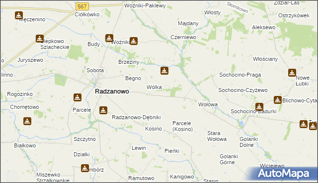 mapa Łoniewo gmina Radzanowo, Łoniewo gmina Radzanowo na mapie Targeo