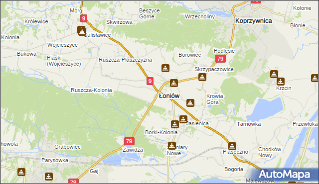 mapa Łoniów-Kolonia, Łoniów-Kolonia na mapie Targeo