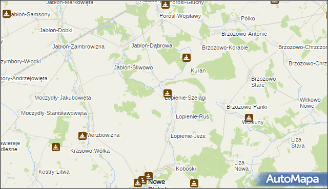 mapa Łopienie-Szelągi, Łopienie-Szelągi na mapie Targeo