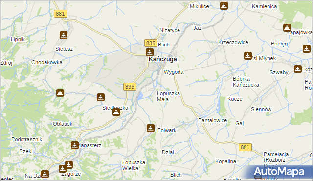 mapa Łopuszka Mała, Łopuszka Mała na mapie Targeo