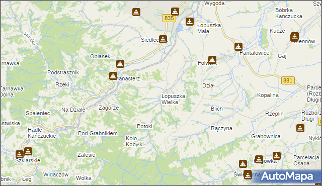 mapa Łopuszka Wielka, Łopuszka Wielka na mapie Targeo