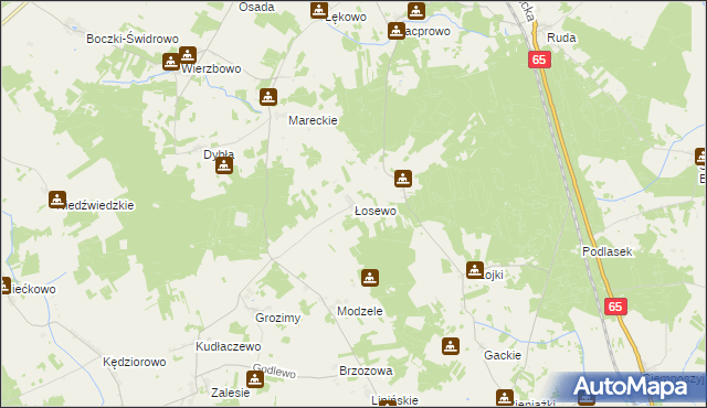 mapa Łosewo gmina Grajewo, Łosewo gmina Grajewo na mapie Targeo