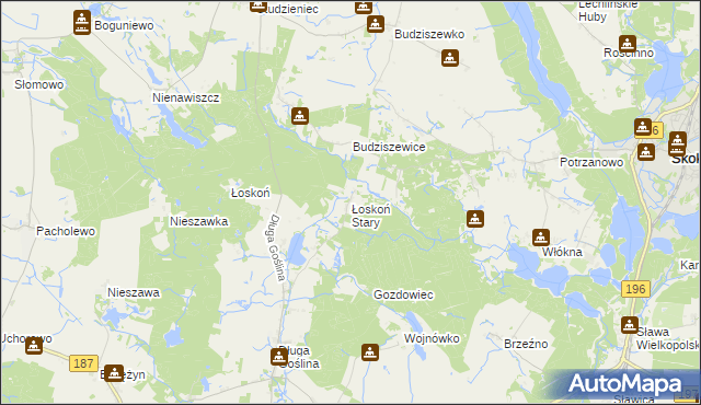 mapa Łoskoń Stary, Łoskoń Stary na mapie Targeo