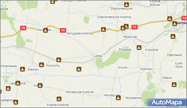 mapa Łotów, Łotów na mapie Targeo