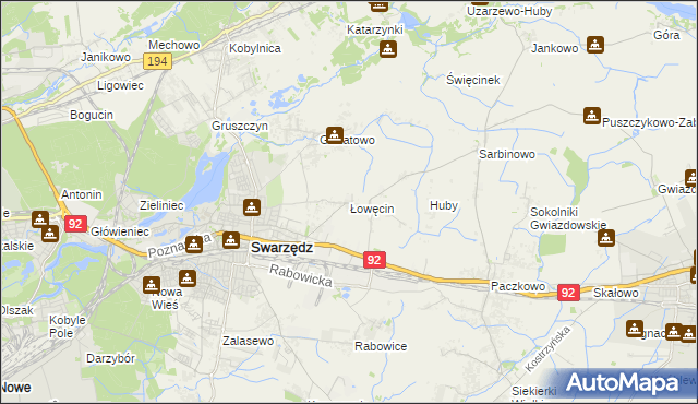 mapa Łowęcin, Łowęcin na mapie Targeo