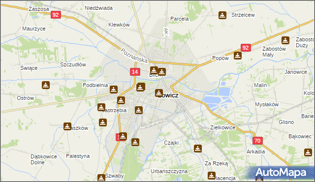 mapa Łowicza, Łowicz na mapie Targeo