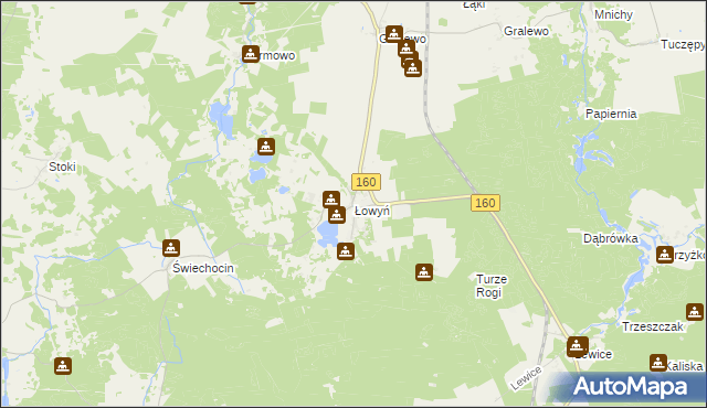 mapa Łowyń, Łowyń na mapie Targeo