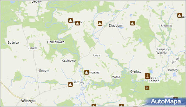 mapa Łozy gmina Płoskinia, Łozy gmina Płoskinia na mapie Targeo