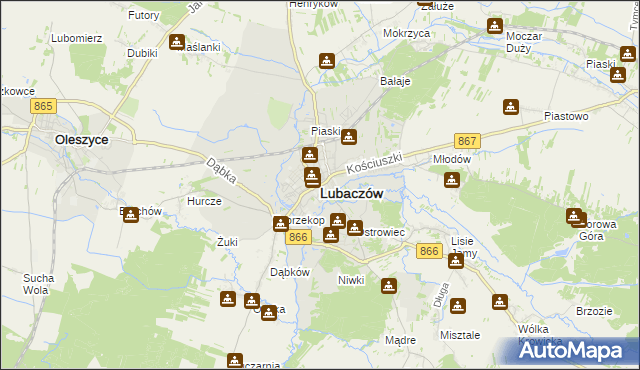 mapa Lubaczów, Lubaczów na mapie Targeo