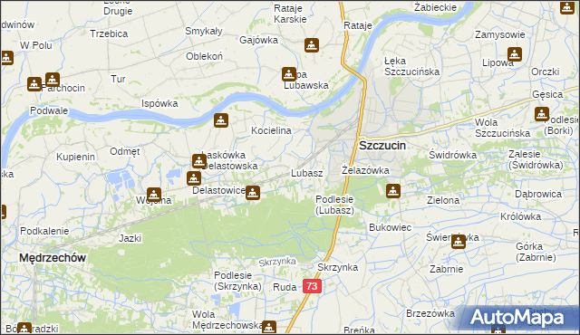 mapa Lubasz gmina Szczucin, Lubasz gmina Szczucin na mapie Targeo