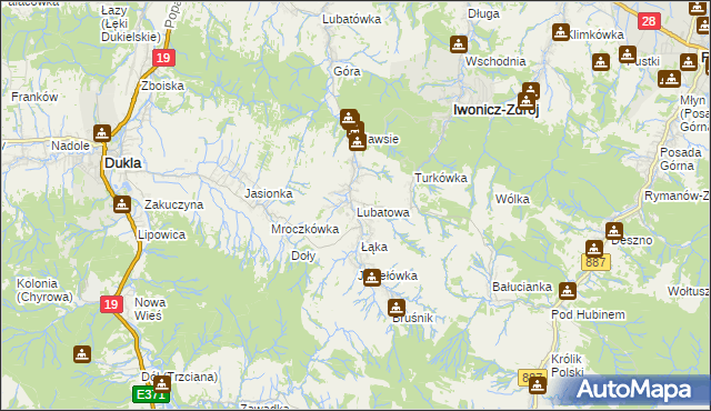 mapa Lubatowa, Lubatowa na mapie Targeo