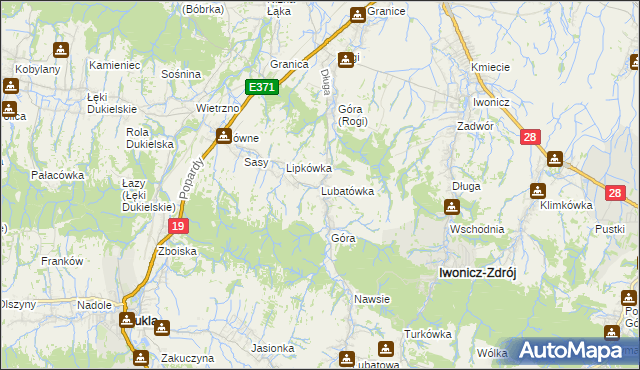 mapa Lubatówka, Lubatówka na mapie Targeo