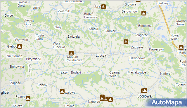 mapa Lubcza gmina Ryglice, Lubcza gmina Ryglice na mapie Targeo