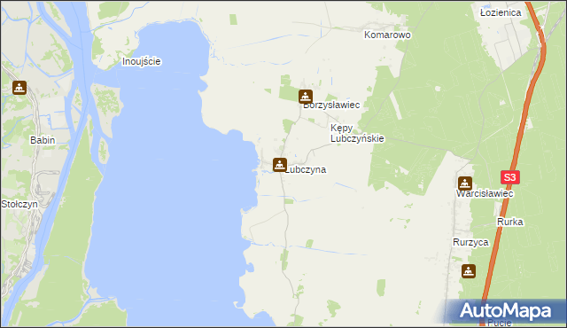 mapa Lubczyna gmina Goleniów, Lubczyna gmina Goleniów na mapie Targeo