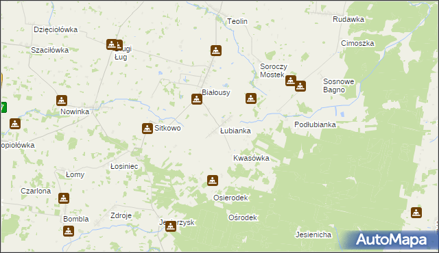 mapa Łubianka gmina Janów, Łubianka gmina Janów na mapie Targeo