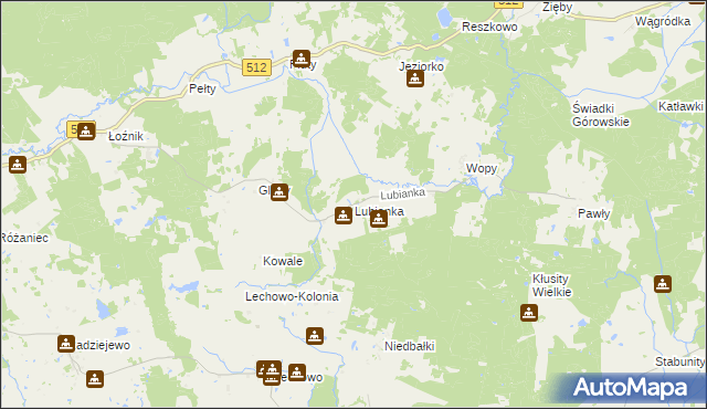 mapa Lubianka gmina Pieniężno, Lubianka gmina Pieniężno na mapie Targeo