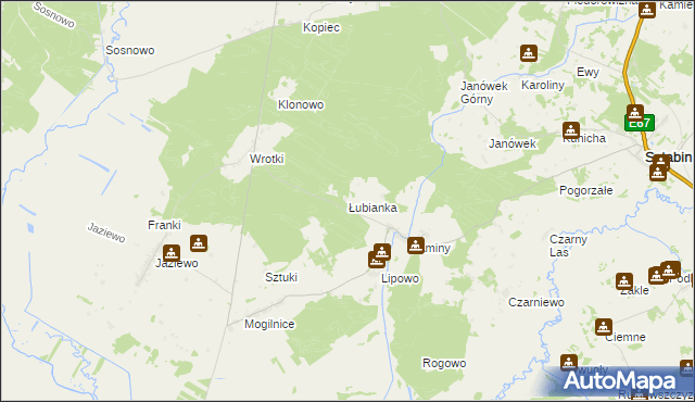 mapa Łubianka gmina Sztabin, Łubianka gmina Sztabin na mapie Targeo