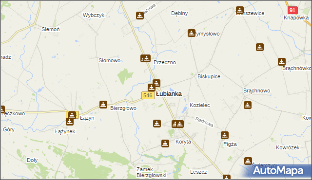 mapa Łubianka powiat toruński, Łubianka powiat toruński na mapie Targeo