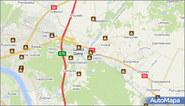 mapa Lubicz Górny, Lubicz Górny na mapie Targeo