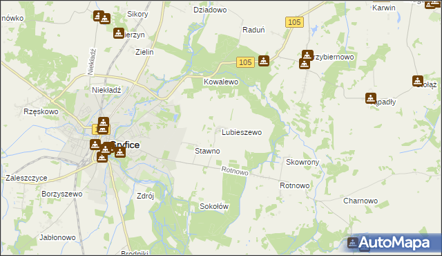 mapa Lubieszewo gmina Gryfice, Lubieszewo gmina Gryfice na mapie Targeo