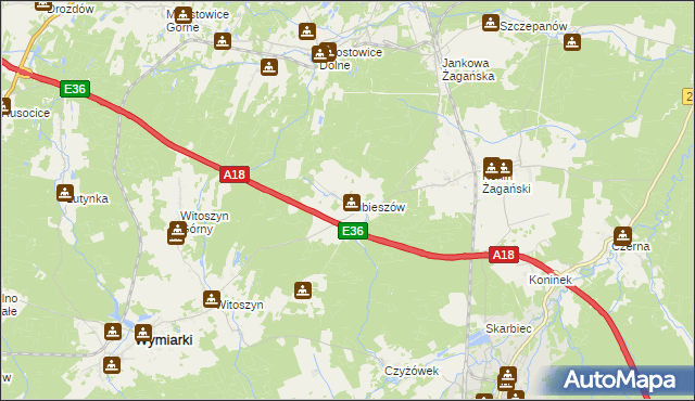 mapa Lubieszów gmina Wymiarki, Lubieszów gmina Wymiarki na mapie Targeo