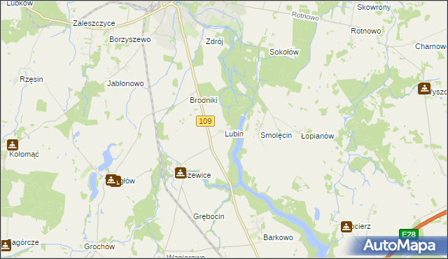 mapa Lubin gmina Gryfice, Lubin gmina Gryfice na mapie Targeo