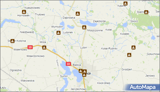 mapa Lubin gmina Kikół, Lubin gmina Kikół na mapie Targeo