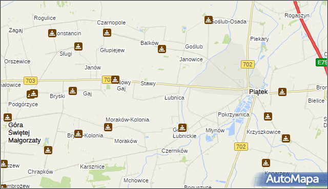 mapa Łubnica gmina Piątek, Łubnica gmina Piątek na mapie Targeo