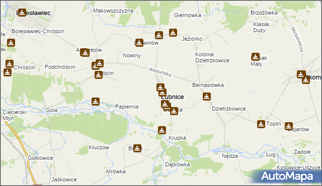 mapa Łubnice powiat wieruszowski, Łubnice powiat wieruszowski na mapie Targeo