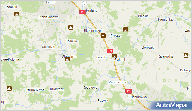 mapa Łubniki, Łubniki na mapie Targeo