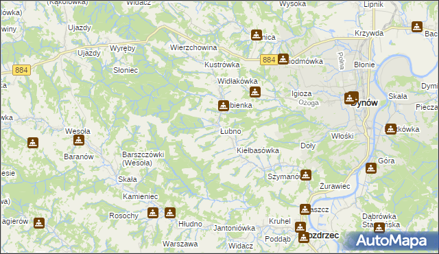 mapa Łubno gmina Dynów, Łubno gmina Dynów na mapie Targeo