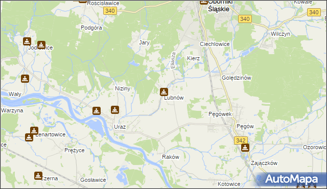 mapa Lubnów gmina Oborniki Śląskie, Lubnów gmina Oborniki Śląskie na mapie Targeo