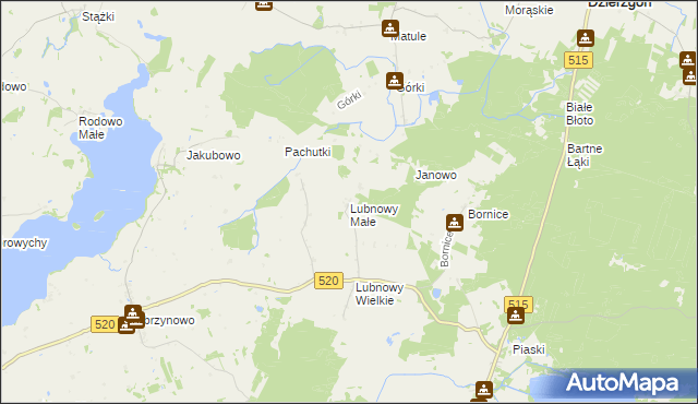 mapa Lubnowy Małe, Lubnowy Małe na mapie Targeo