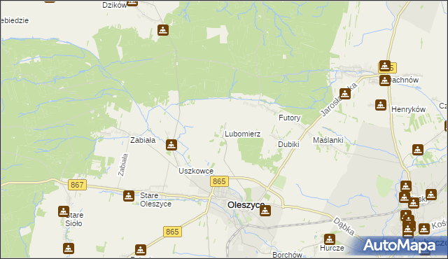 mapa Lubomierz gmina Oleszyce, Lubomierz gmina Oleszyce na mapie Targeo