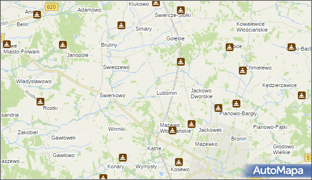 mapa Lubomin gmina Nasielsk, Lubomin gmina Nasielsk na mapie Targeo