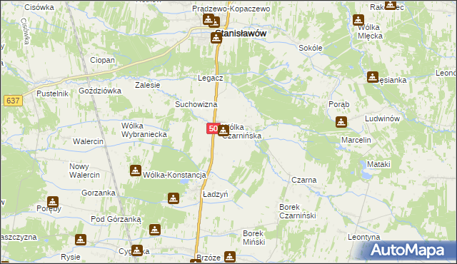 mapa Lubomin gmina Stanisławów, Lubomin gmina Stanisławów na mapie Targeo