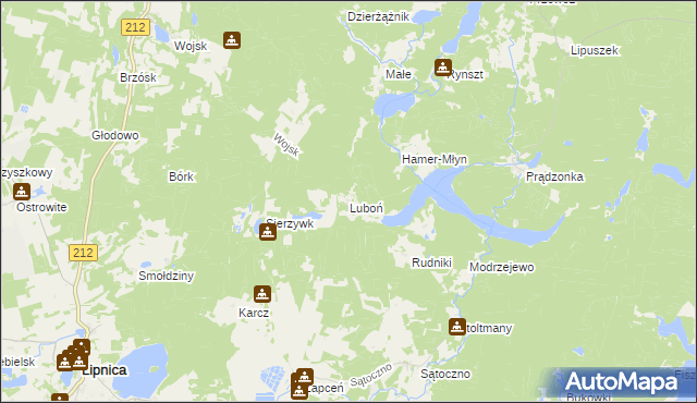 mapa Luboń gmina Lipnica, Luboń gmina Lipnica na mapie Targeo