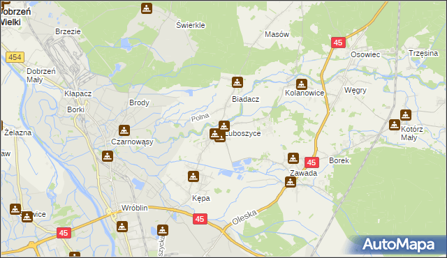 mapa Luboszyce gmina Łubniany, Luboszyce gmina Łubniany na mapie Targeo