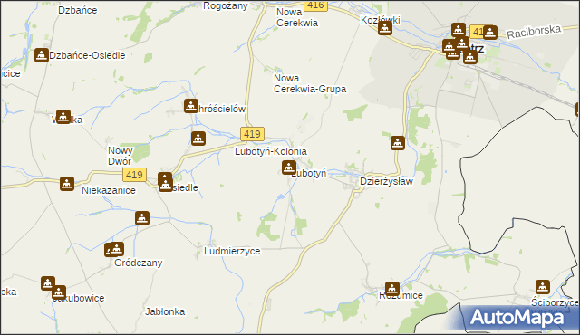 mapa Lubotyń gmina Kietrz, Lubotyń gmina Kietrz na mapie Targeo