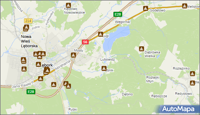 mapa Lubowidz gmina Nowa Wieś Lęborska, Lubowidz gmina Nowa Wieś Lęborska na mapie Targeo