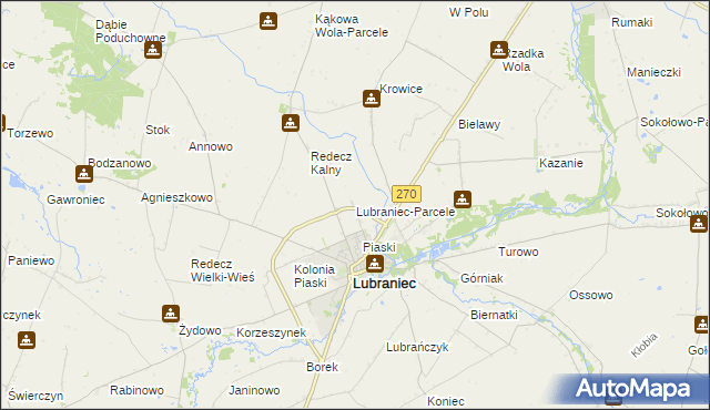 mapa Lubraniec-Parcele, Lubraniec-Parcele na mapie Targeo