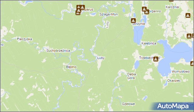 mapa Łuby gmina Osiek, Łuby gmina Osiek na mapie Targeo