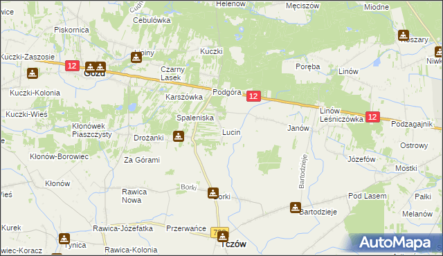 mapa Lucin gmina Tczów, Lucin gmina Tczów na mapie Targeo