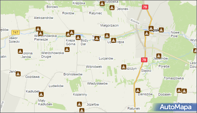 mapa Lucjanów gmina Lipsko, Lucjanów gmina Lipsko na mapie Targeo