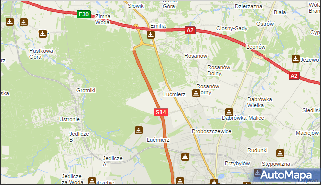 mapa Lućmierz-Ośrodek, Lućmierz-Ośrodek na mapie Targeo