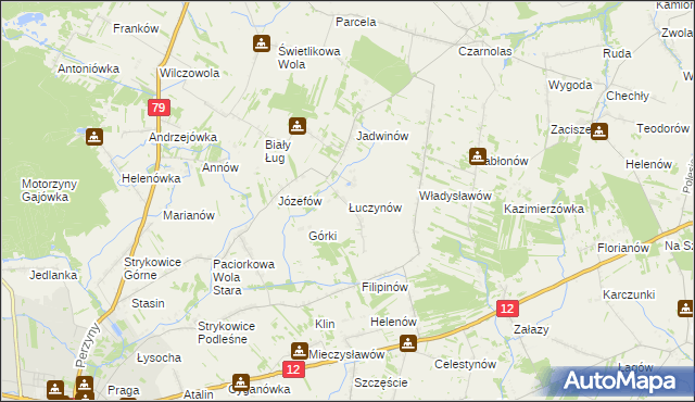mapa Łuczynów gmina Policzna, Łuczynów gmina Policzna na mapie Targeo