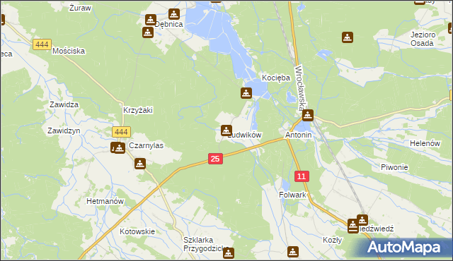 mapa Ludwików gmina Przygodzice, Ludwików gmina Przygodzice na mapie Targeo