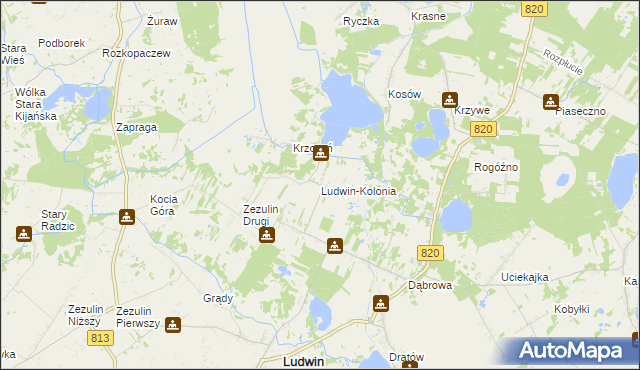 mapa Ludwin-Kolonia, Ludwin-Kolonia na mapie Targeo