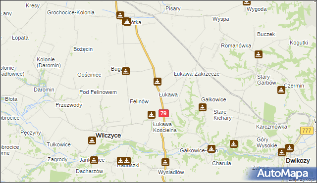 mapa Łukawa gmina Wilczyce, Łukawa gmina Wilczyce na mapie Targeo